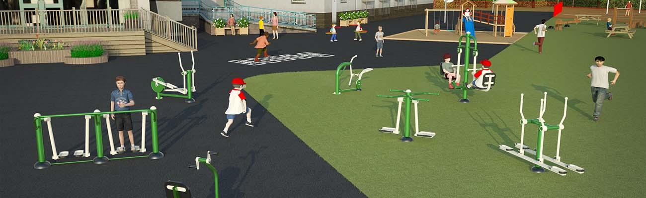 Outdoor gym equipment design for Primary School by Fresh Air Fitness